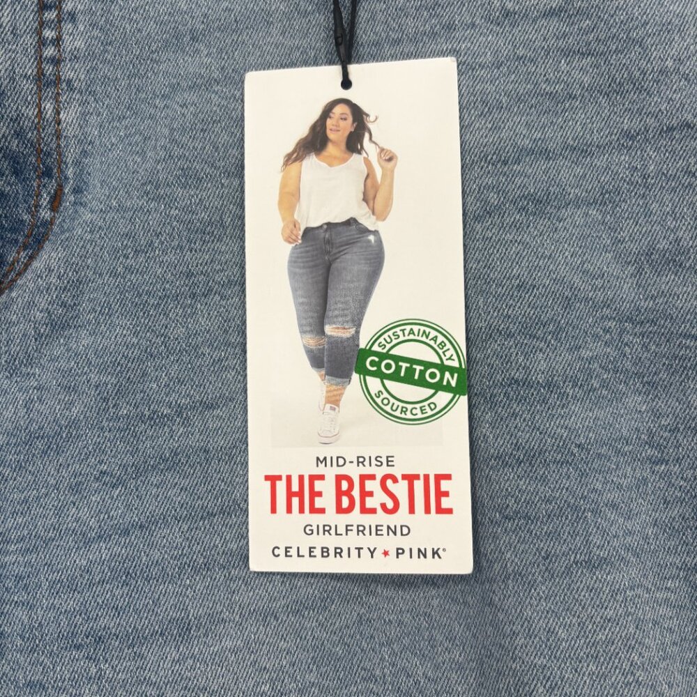 Celebrity Pink The Bestie Mid Rise Cuffed Girlfriend Jeans Tide Pool Size 22 NWT - Picture 5 of 6